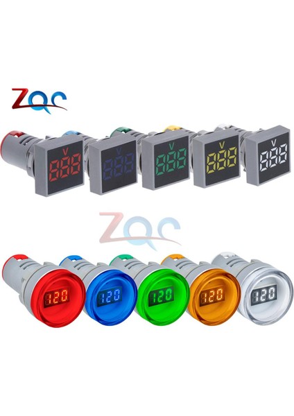 22MM LED Dijital Ekran Voltmetre Ölçer Gerilim Ölçer Göstergesi Sinyal Lambası Işıkları Test Cihazı Combo Ölçüm Aralığı Volt Monitör (Yurt Dışından)