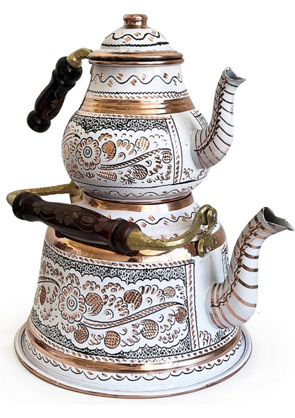 Beyaz Bakır Çaydanlık Erzincan El Işleme 10 Kişilik fiyatları