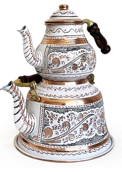 Beyaz Bakır Çaydanlık Erzincan El Işleme 10 Kişilik fırsatları