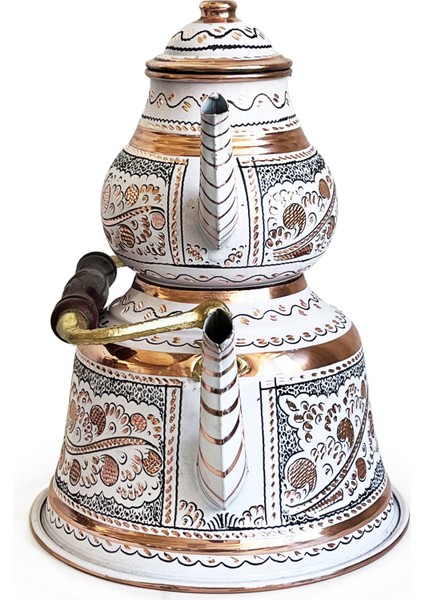 Beyaz Bakır Çaydanlık Erzincan El Işleme 10 Kişilik indirimleri