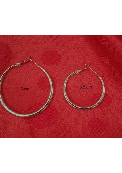 Kadın Gümüş Renk Pirinç Halka Küpe 5cm modelleri