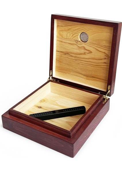 Masif Yerli Sedir Ağacı Humidor Puro Kutusu Küçük Boy Analog