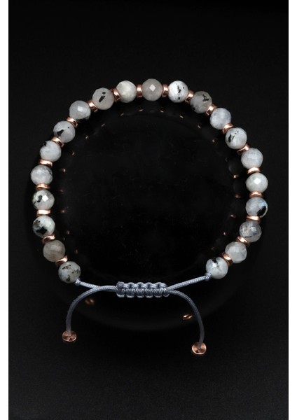 Ay Taşı Doğal Taş Makrome Örme Bileklik Fasetli Kesim