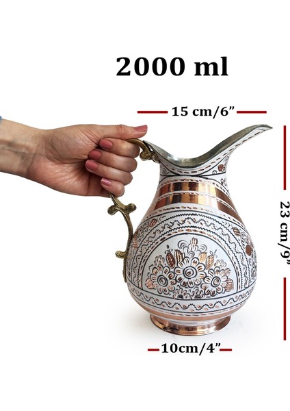 Erzincan El Işleme Bakır Sürahi Beyaz fırsatları