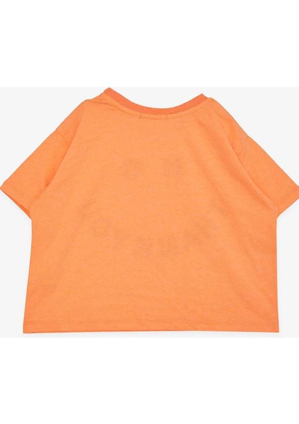 Kız Çocuk Simli Thank You Yazı Baskılı Turuncu Crop fiyatları