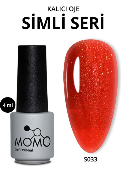 Kalıcı Oje S033, Altın Simli Alev Kırmızı, 4 ml