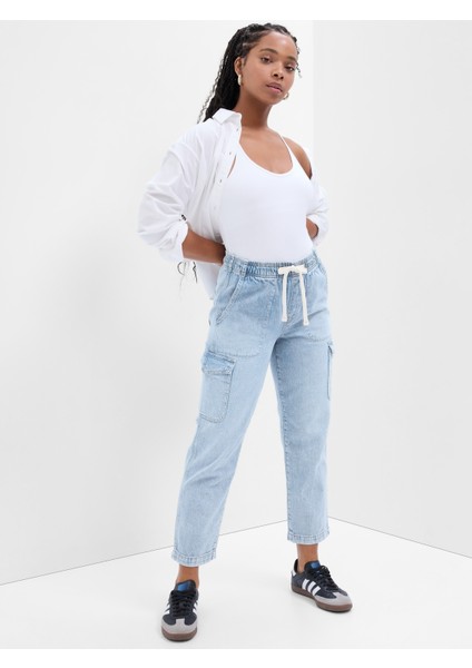 Kadın Açık Mavi Mid Rise Easy Kargo Washwell™ Jean Pantolon