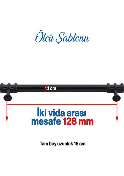 Sümbül Mobilya Mutfak Dolabı Çekmece Dolap Kulpları Kapak Kulpu Kulbu Siyah 128 mm Metal Kulp