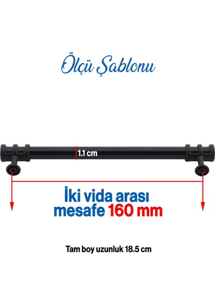 Sümbül Mobilya Mutfak Dolabı Çekmece Dolap Kulpları Kapak Kulpu Kulbu Siyah 160 mm Metal Kulp
