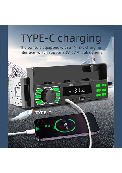 Araba Mp3 Çalar, Araç Sesli Asistanı Bul, Uzaktan Kumanda, Çeşitli Çalma Yöntemleri, USB Okuma Arayüzü, Dahili Radyo, Ses Kontrolü, C Tipi Şarj (Yurt Dışından)