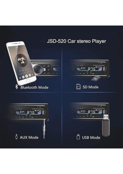 Araca Monte Bluetooth Radyo Makinesi Mp3 Tek Mil Araba Kartı USB Flash Sürücü Fm Radyo Bluetooth Mp3 Çalar (Yurt Dışından)