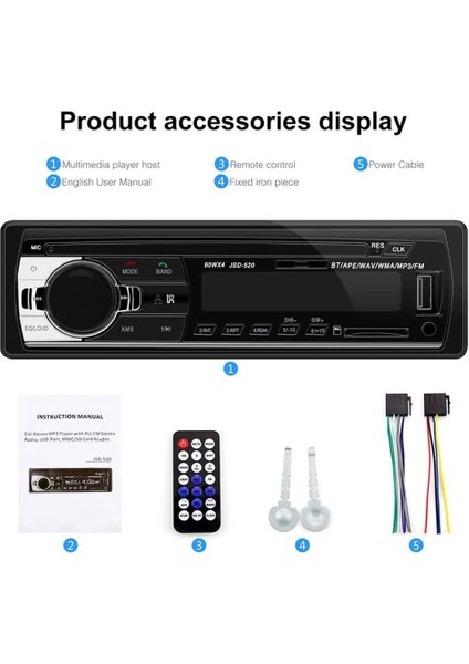 Araca Monte Bluetooth Radyo Makinesi Mp3 Tek Mil Araba Kartı USB Flash Sürücü Fm Radyo Bluetooth Mp3 Çalar (Yurt Dışından)