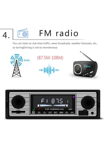Araba Için Bluetooth Fm Verici, Araba Mp3 Çalar Hd Fm Radyo Bluetooth Uyumlu Eller Serbest Arama U Disk Kartı Uzaktan Kumanda ile Aux Radyo (Yurt Dışından) fırsatları