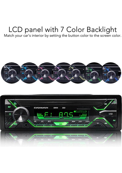 Tek Din Araba Bluetooth Oynatıcı, DC12-24V Mp3 Çalar Fm Radyo Alıcısı Ayarlanabilir Arka Işık Iso Arayüzü Multimedya Oynatıcı Araba Stereo (Yurt Dışından)