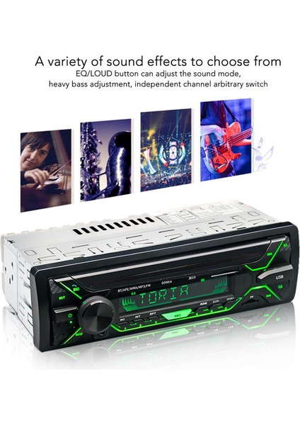 Tek Din Araba Bluetooth Oynatıcı, DC12-24V Mp3 Çalar Fm Radyo Alıcısı Ayarlanabilir Arka Işık Iso Arayüzü Multimedya Oynatıcı Araba Stereo (Yurt Dışından)