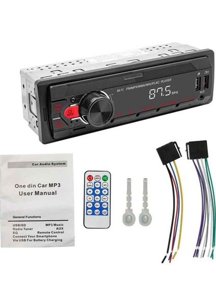 Evrensel Araba Stereo Tek Gürültü Araba Radyo Bluetooth USB Aux Dash Kafa Ünitesinde Fm Radyo Medya Alıcısı Araba Mp3 Çalar Dayanıklı Kullanımı Kolay Siyah (Yurt Dışından)