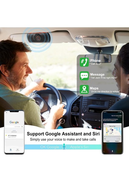 Cep Telefonu Için Bluetooth Araç Hoparlörü, Vizör Klipsli Ahizesiz Bluetooth Araç Kiti, Araç Hoparlörü Desteği Siri ve Sesli Asistan Sesli Rehberlik, 20 Saat Müzik Çalma, Destek Tf (Yurt Dışından) modelleri