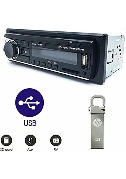12V Bluetooth Araç Stereo Çalar, Usb/sd/mp3/wma/wav Kablosuz Uzaktan Kumanda ile Tek Din Araç Ses Fm Radyo Alıcısı (Yurt Dışından)