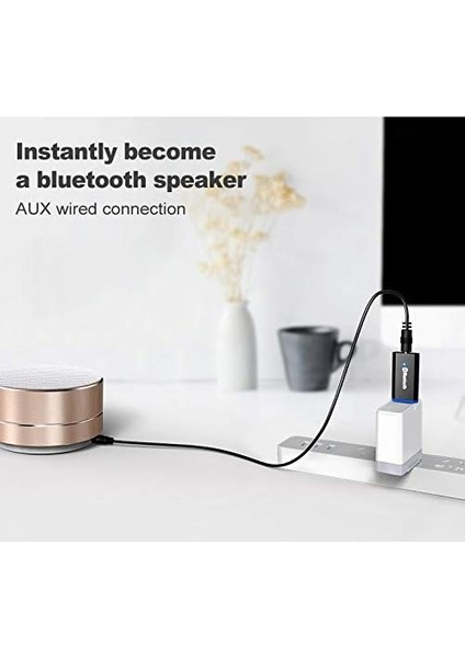 USB Bluetooth Alıcı Adaptörü Kablosuz Ses Adaptörü Ev/araba Stereo Ses Sistemi Için 3,5 mm Araç Kiti Müzik Alıcısı, Taşınabilir Speskerler, (Aux Girişi) 3,5 mm Kablo ile (Siyah)u2 (Yurt Dışından) modelleri