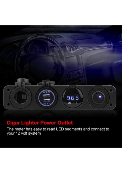 Usb, Çok Işlevli Çift USB Araç 4 Delikli Panel Çıkışı Ar Cep Telefonu Gps Mp3 Kamera Tablet (Mavi Işık) (Yurt Dışından) fırsatları
