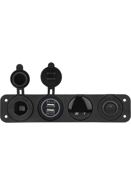 Usb, Çok Işlevli Çift USB Araç 4 Delikli Panel Çıkışı Ar Cep Telefonu Gps Mp3 Kamera Tablet (Yeşil Işık) (Yurt Dışından)