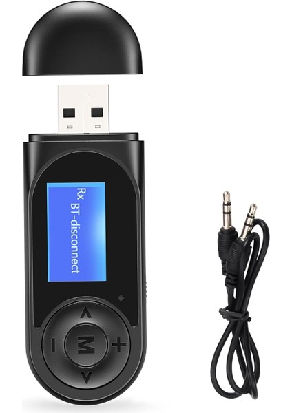 LCD Ekranlı Bluetooth Verici Alıcı, Araba Için 2'si 1 Arada Gürültü Önleyici Bluetooth Aux Adaptörü, Araba/ev Stereo/hoparlör Için 3,5 mm Kablosuz Ses Adaptörü, Eller Serbest Arama (Yurt Dışından)