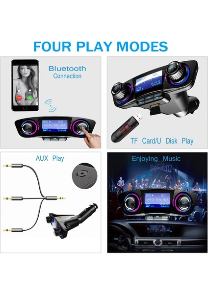 Bluetooth Fm Verici Handfrees-Çift USB Bağlantı Noktası ile Radyo Adaptörü Araç Kiti Mp3 Çalar Desteği Tf Kart USB Flash Sürücü (Yurt Dışından)