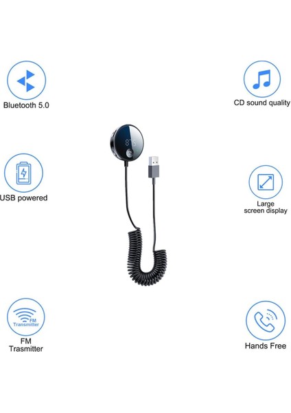 Tak ve Çalıştır Bluetooth 5.0 Araç Ses Verici Kablosuz Bluetooth Fm Verici Aux Ses Alıcısı Mp3 Çalar Araç Kiti (Yurt Dışından) fiyatları