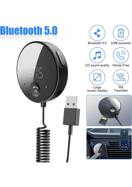 Tak ve Çalıştır Bluetooth 5.0 Araç Ses Verici Kablosuz Bluetooth Fm Verici Aux Ses Alıcısı Mp3 Çalar Araç Kiti (Yurt Dışından) fırsatları