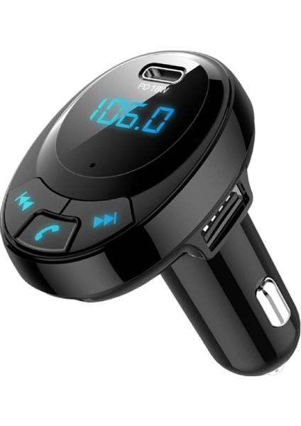 Araba Mp3 Çalar Kompakt Usb-C Hızlı Şarj Radyo Adaptörü Çift USB Bluetooth Uyumlu 5.0 (Yurt Dışından)