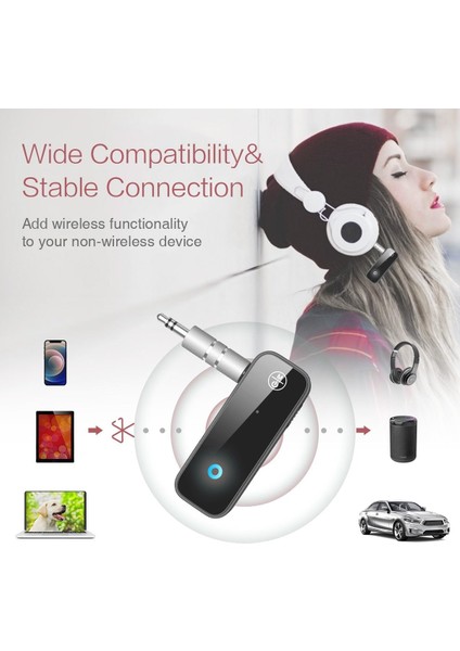Araba Için Bluetooth Aux Adaptörü, Bluetooth 5.0 Verici Alıcı, Arabalar Için 2'si 1 Arada Kablosuz 3,5 mm Ses Adaptörü, Hoparlörler, Stereo Sistemler, Kulaklıklar, Eller Serbest Ar (Yurt Dışından)