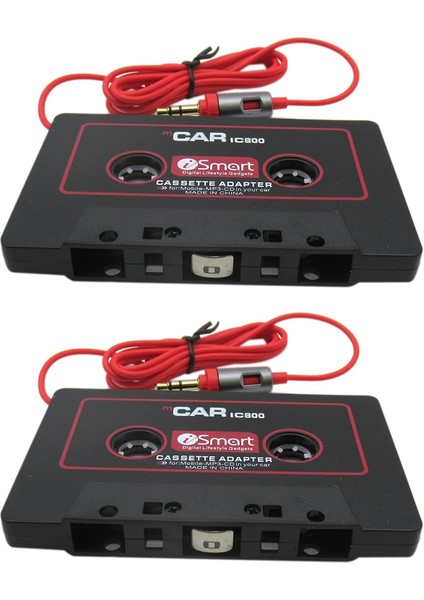 2x Araç Ses Kasetinden Aux Adaptörüne, Kaset Adaptör Tak ve Çalıştır ile 3.5mm Evrensel Ses Kablosu Yardımcı Arama Mikrofonu (Yurt Dışından)