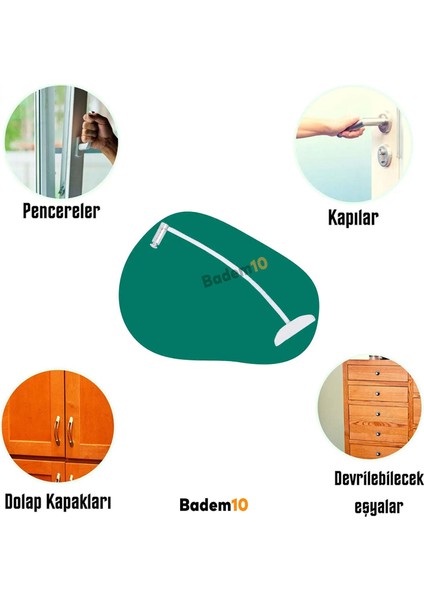 Pvc Pencere Kilidi Kapı Emniyet Çocuk Güvenlik Kilidi Çelik Halatlı Kilit Beyaz