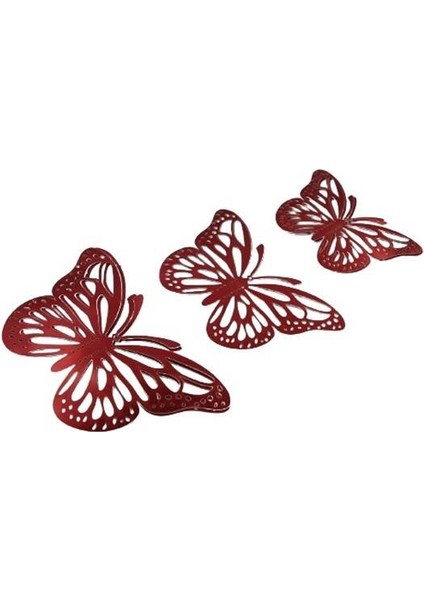 Dekoratif Kağıt Kelebek Balon Süsü Hologramlı Kırmızı 3D 12 Adet fiyatları