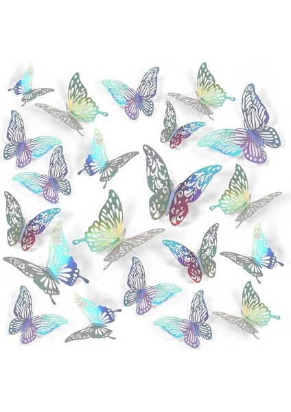 Dekoratif Kağıt Kelebek Balon Süsü Hologramlı Kırmızı 3D 12 Adet fırsatları