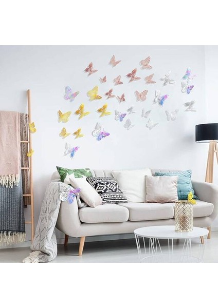 Dekoratif Kağıt Kelebek Balon Süsü Hologramlı Kırmızı 3D 12 Adet indirimleri