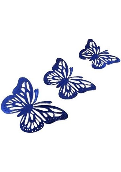 Dekoratif Kağıt Kelebek Balon Süsü Hologramlı Lacivert 3D 12 Adet fiyatları