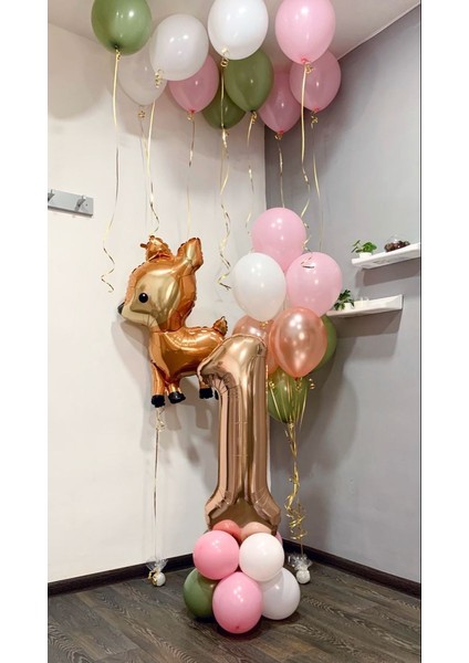 Rose Gold Bir Yaş Ceylan Balon Seti