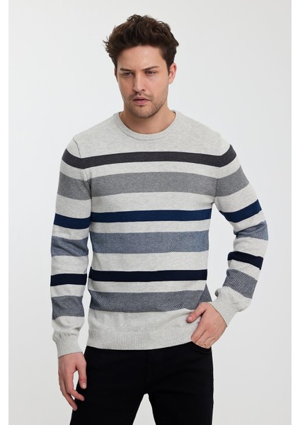 Bisiklet Yaka Çizgili Erkek KAZAK(E23-6712)