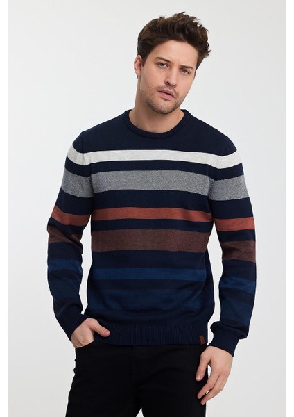 Bisiklet Yaka Çizgili Erkek KAZAK(E23-6712)