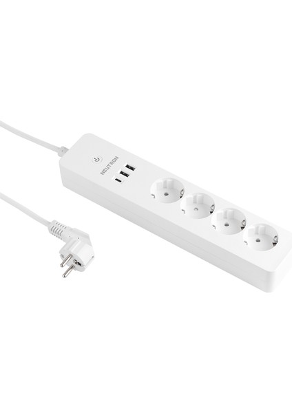 Akıllı Wi-Fi Destekli 4'lü Akım Korumalı Priz 2 USB Uzatma Kablosu