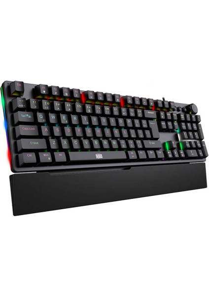 Natus USB Kablolu Rainbow Makro Gaming Mekanik Klavye Mekanik Bilek Destekli Red Switch Mekanik Rainbow Klavye
