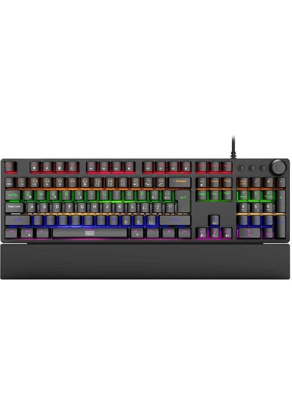 Natus USB Kablolu Rainbow Makro Gaming Mekanik Klavye Mekanik Bilek Destekli Red Switch Mekanik Rainbow Klavye fiyatları
