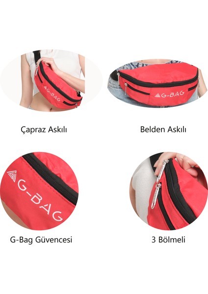 Unisex Çapraz Askılı 3 Bölmeli Spor Koşu Vücut Bel Çantası Body Bag Omuz Askılı Çanta