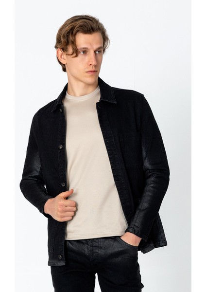 Erkek Regular Fit Denim Dokuma Sade Rahat Ceket indirimleri