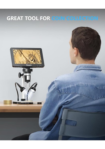 12MP 1080P Fotoğraf/video Dijital Mikroskop - 7 Inc 1200X fiyatları