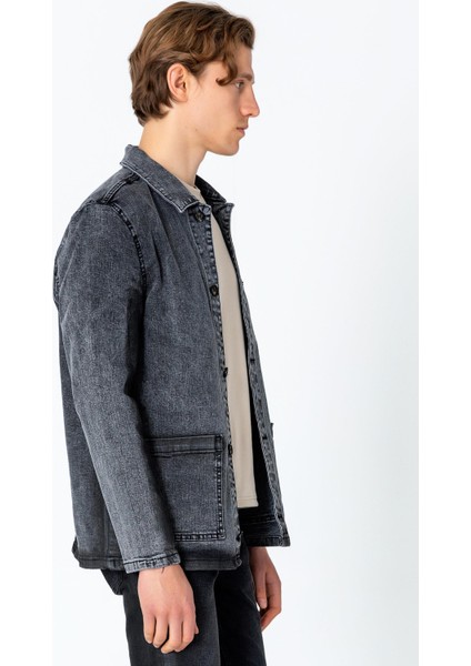 Erkek Regular Fit Denim Dokuma Sade Rahat Ceket fırsatları