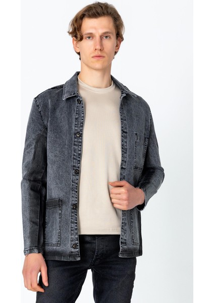 Erkek Regular Fit Denim Dokuma Sade Rahat Ceket indirimleri