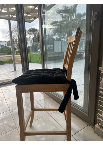 Dekoratif Pofidik 4'lü Siyah Sandalye Minderi