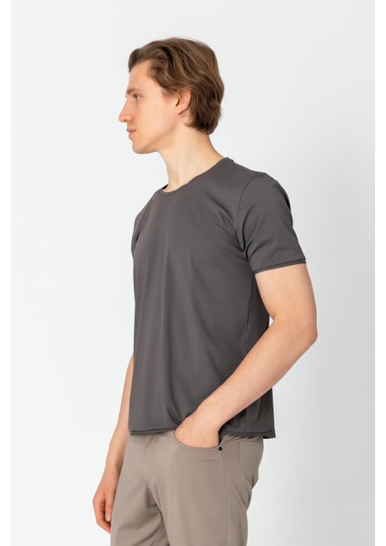 Erkek Fit Rahat Esnek Nefes Alan Bisiklet Yaka T-Shirt fiyatları